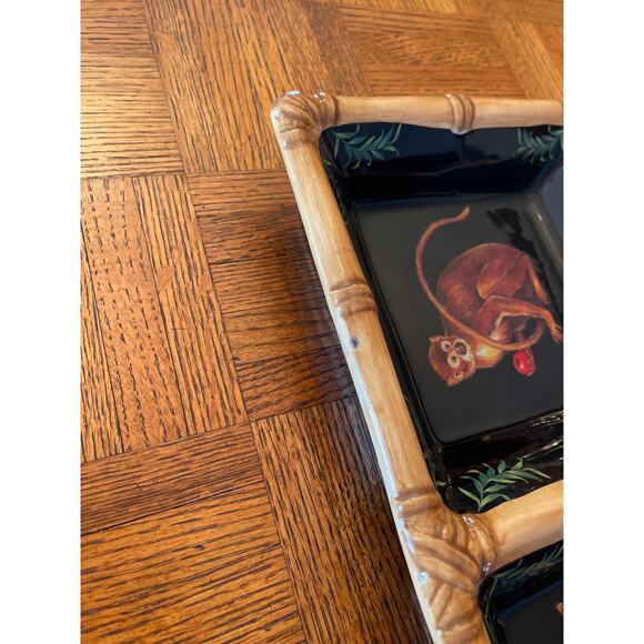 Raymond Waites " SAFARI " 15 " square 4 section condiment appetizer platter - Picture 6 of 9